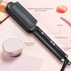 909 Hair Straightener Brush – Electric Straightening Comb (6 Heating Modes)
