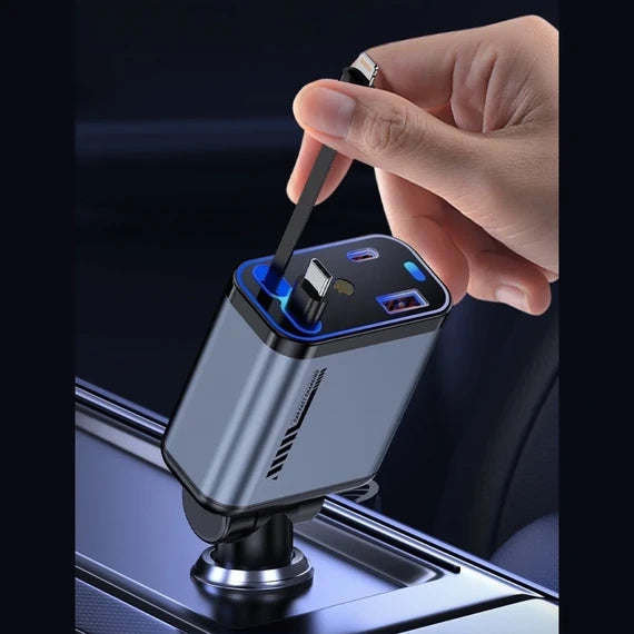 4 In 1 Multi Functional Car Charger - Fast Charging With Star Light Providing Durable Quality - (With Light)