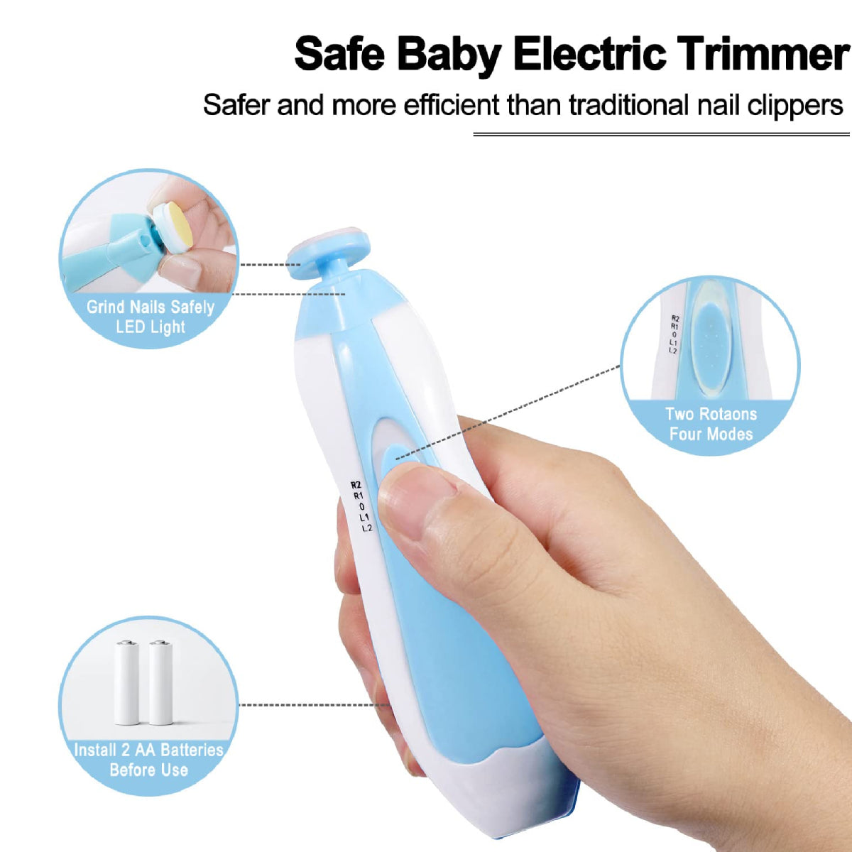 Electric Baby Nail Clipper & Trimmer Set – Safe & Gentle (Random Colors)