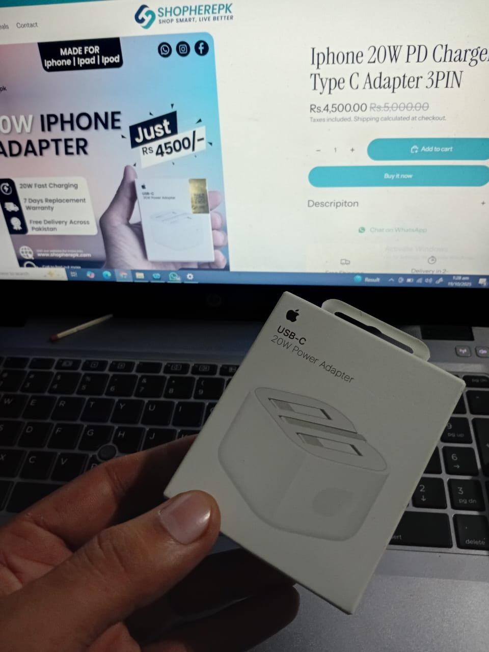 Apple 20W FAST Charger - 3PIN Type C Adapter + Free 60W Type C Cable - 1 year warranty - Iphone 11 to 17